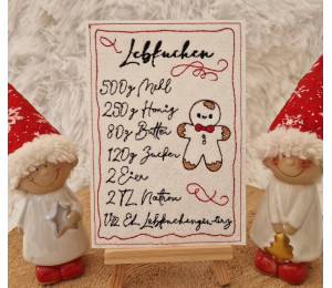 ADVENTSKALENDER 23. Dezember - Stickserie - ITH Postkarte Lebkuchenrezept